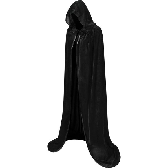 Women's Adult Black Velvet Cloak Costumes for Halloween Christmas Renaissance - Picture 1 of 9